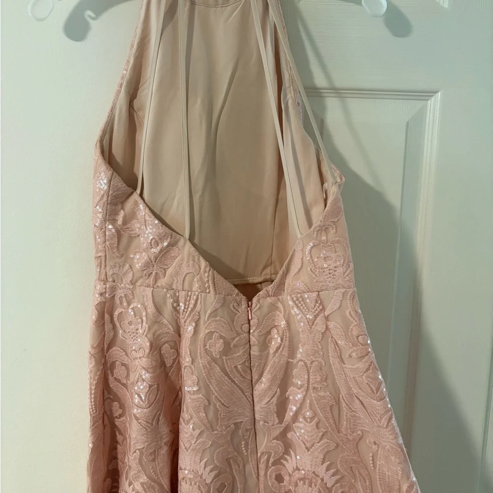 Minuet Petite Pink Lace Prom Dress - Picture 2 of 2